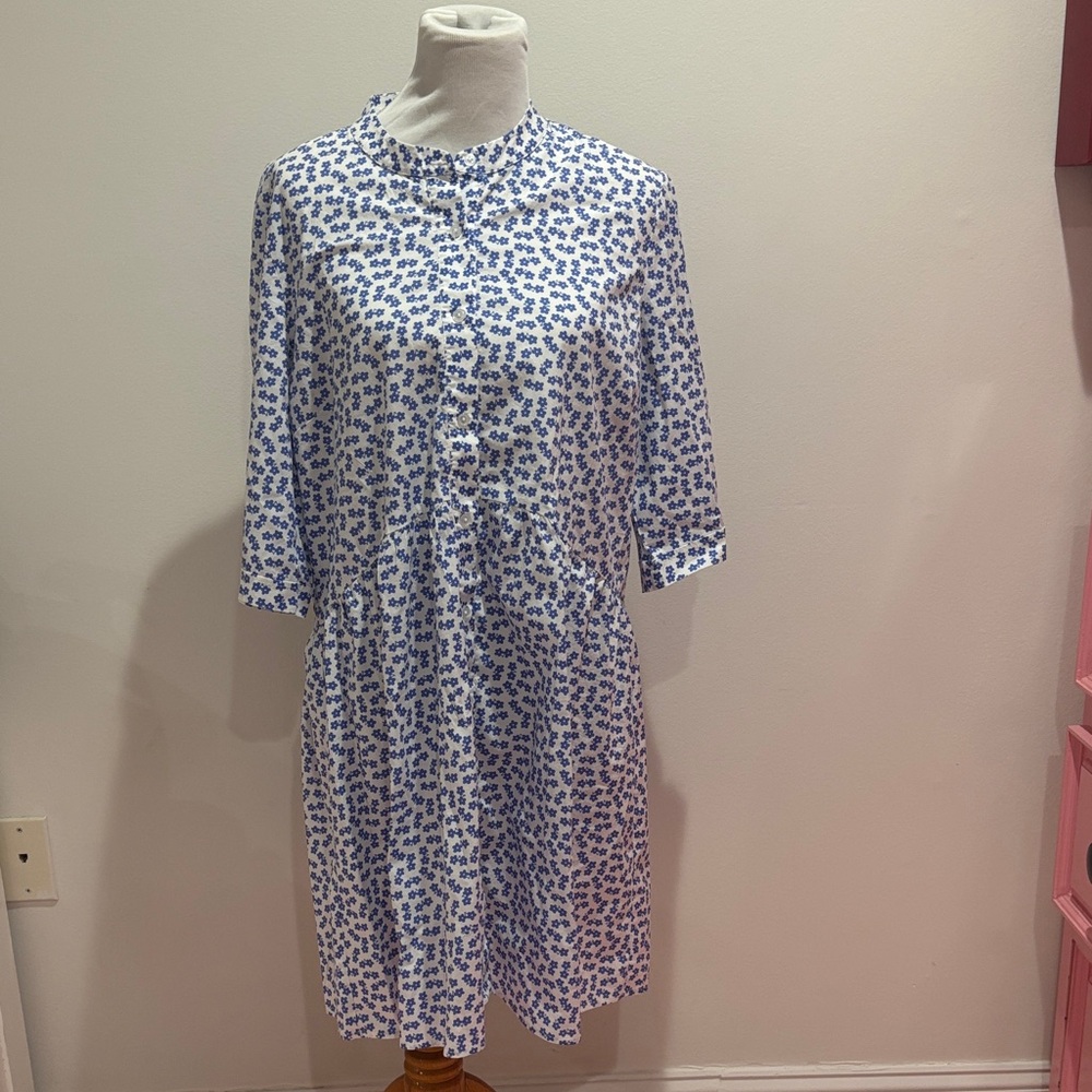 Tuckernuck White and Blue Patterned buttoned down Dress